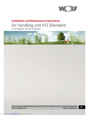 Wolf KG Standard Installation And Maintenance Instructions Manual