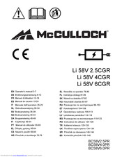 McCulloch Li 58V 2.5CGR Operator's Manual