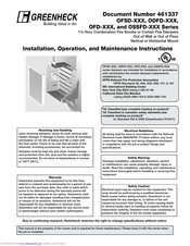 Greenheck OSSFD Series Installation, Operation And Maintenance Instructions