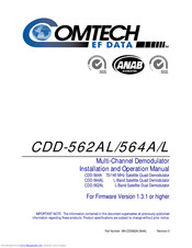 Comtech EF Data CDD-562AL Installation And Operation Manual