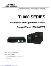 Toshiba T1000 Series Installation And Operation Manual