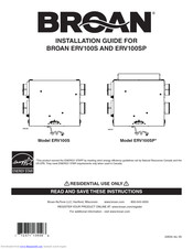 Broan ERV100SP Series Installation Manual