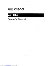 Roland D-110 Owner's Manual