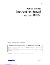 Komatsu TG105 Instruction Manual