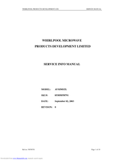 WHIRLPOOL AVM585/IX Service Info Manual