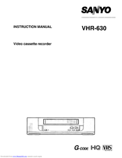 Sanyo VHR-630 Instruction Manual