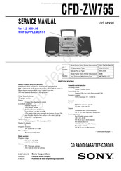Sony CFD ZW755 - Portable CD / Cassette Service Manual