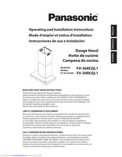 Panasonic FV-30RCQL1 Operating And Installation Instructions