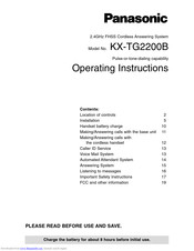 Panasonic KX-TG2200B Operating Instructions Manual