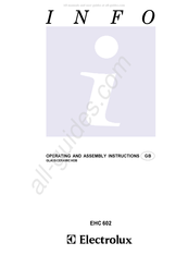 Electrolux EHC 602 Operating And Assembly Instruction Manual