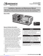 Greenheck APEX-200 Installation, Operation And Maintenance Manual