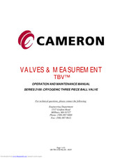 Cameron TBV 2100 Series Operation And Maintenance Manual