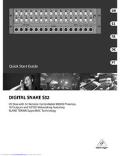 Behringer DIGITAL SNAKE S32 Quick Start Manual