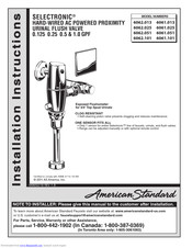 American Standard Selectronic 6062.013 Installation Instructions Manual