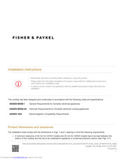 Fisher & Paykel AS/NZS 60335-1 Installation Instructions Manual