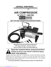Central Pneumatic 99659 Set Up And Operating Instructions Manual