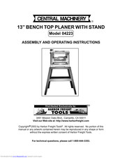 Central Machinery 04223 Assembly And Operating Instructions Manual