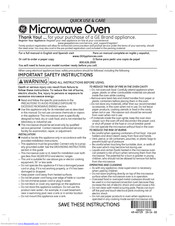 GE Convection Grill Combination Microwave Use And Care Manual