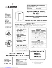 Dometic RM 4223 Installation & Operating Instructions Manual