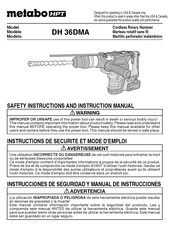 Metabo DH 36DMA Safety Instructions And Instruction Manual