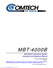 Comtech EF Data MBT-4000B User's Installation And Operation Manual