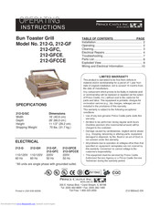 Prince Castle 212-GFC Operating Instructions Manual