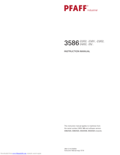 Pfaff 3586-25 Series Instruction Manual