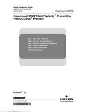 Emerson Rosemount 3095FB MultiVariable MODBUS Quick Installation Manual
