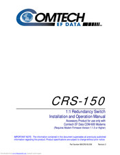 Comtech Ef Data CRS-150 Installation And Operation Manual