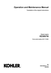 Kohler KD36V16 Operation And Maintenance Manual