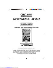 Chicago Electric 90672 Assembly And Operating Instructions Manual