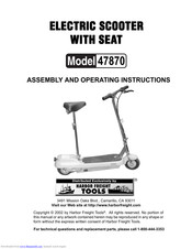 Harbor Freight Tools 47870 Assembly And Operating Instructions Manual