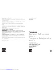 Kenmore 111.9905 Series Use & Care Manual