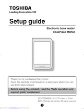 Toshiba BookPlace MONO Setup Manual