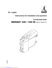 Beko BEKOMAT 33U Instructions For Installation And Operation Manual