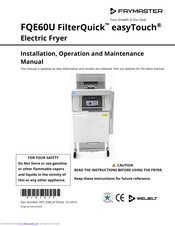 Frymaster FQE60U FilterQuick easyTouch Installation, Operation And Maintenance Manual