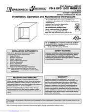 Greenheck FD 150X Installation, Operation And Maintenance Instructions