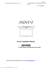 Advent ADV8SR Owners And Installation Manual