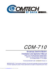 Comtech EF Data CDM-710L Installation And Operation Manual