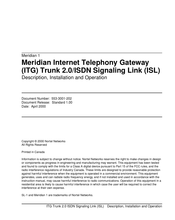 Nortel ISDN Signaling Link Description, Installation And Operation