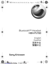 Sony Ericsson HBH-PV700 User Manual