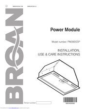 Broan PM390SSP Installation, Use & Care Manual