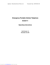 Panasonic ECG2111 Operating Instructions Manual