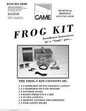 Came FROG series Installation Instructions Manual
