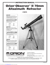 Orion Observer II 70mm Altazimuth Refractor Instruction Manual