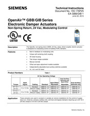 Siemens OpenAir GBB161.1P Technical Instructions
