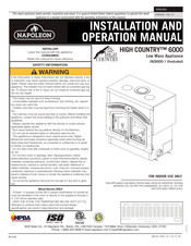 Napoleon High Country 6000 Series Installation And Operation Manual
