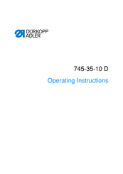 DURKOPP ADLER 745-35-10 D Operating Instructions Manual