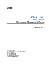 Zte ZXHN H168N Maintenance Management Manual