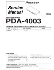Pioneer PDA-4003 Service Manual